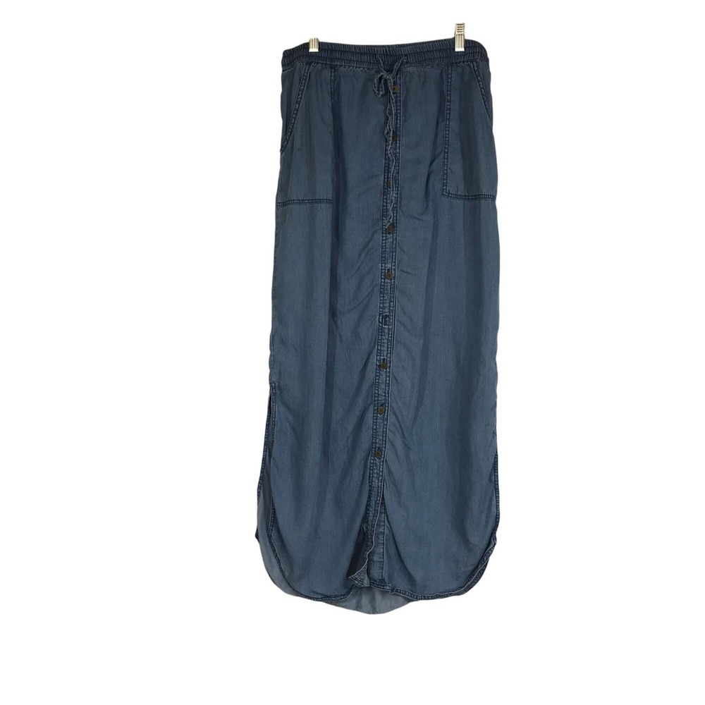 C&C California Indigo Blue Denim Button-Front Skirt